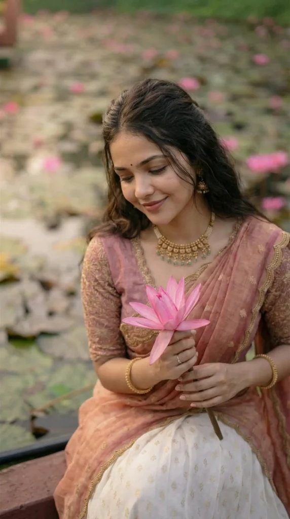 The Pink Paradise 2026 Gemini AI image generated Prompts Beautiful Indian outfit