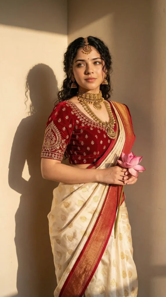 Golden Hour Goddess 2026 Gemini AI image generated Prompts Beautiful Indian outfit