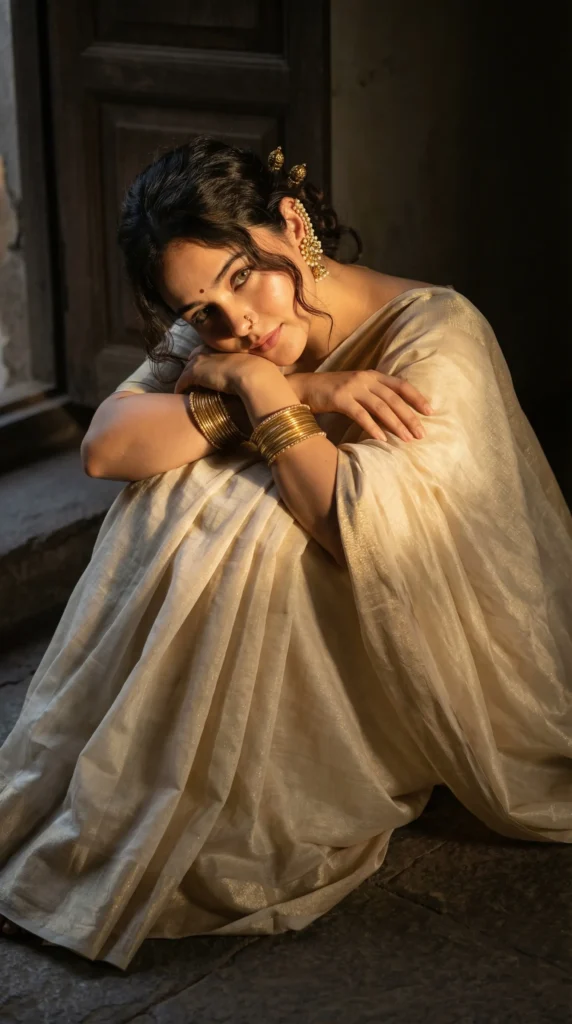 THE GOLDEN PAUSE 2026 Gemini AI image generated Prompts Beautiful Indian outfit