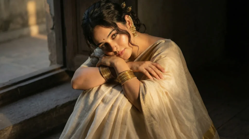 THE GOLDEN PAUSE 2026 Gemini AI image generated Prompts Beautiful Indian outfit