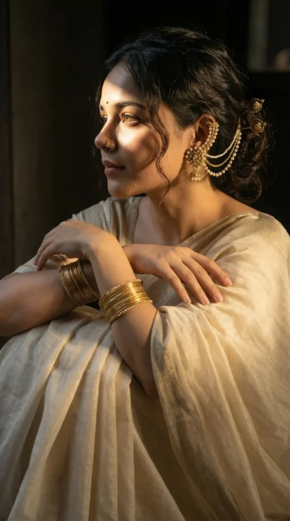 THE GOLDEN PAUSE 2026 Gemini AI image generated Prompts Beautiful Indian outfit