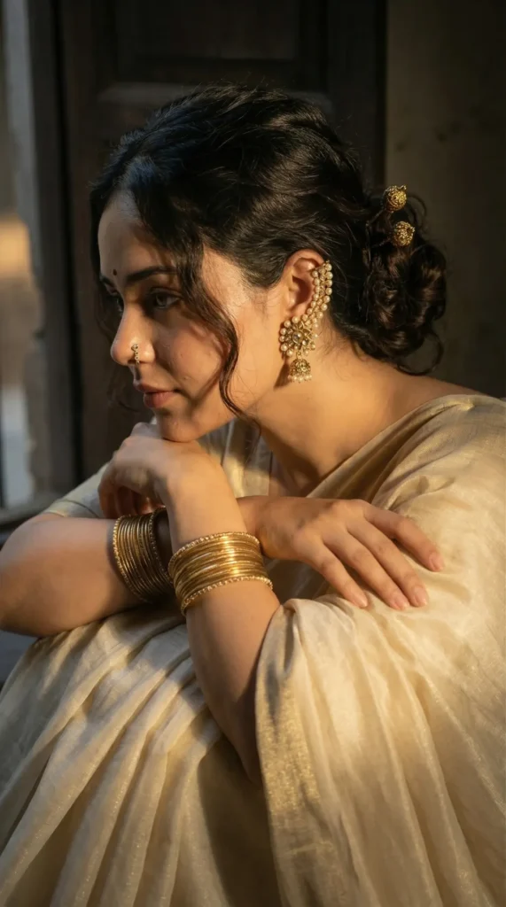 THE GOLDEN PAUSE 2026 Gemini AI image generated Prompts Beautiful Indian outfit