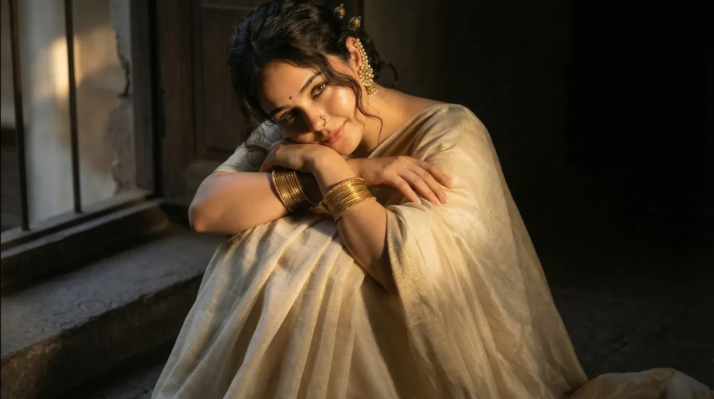 THE GOLDEN PAUSE 2026 Gemini AI image generated Prompts Beautiful Indian outfit