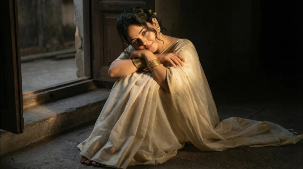 THE GOLDEN PAUSE 2026 Gemini AI image generated Prompts Beautiful Indian outfit