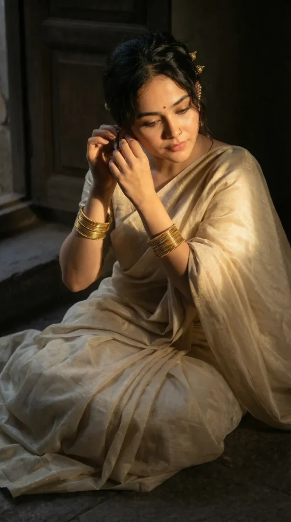 THE GOLDEN PAUSE 2026 Gemini AI image generated Prompts Beautiful Indian outfit