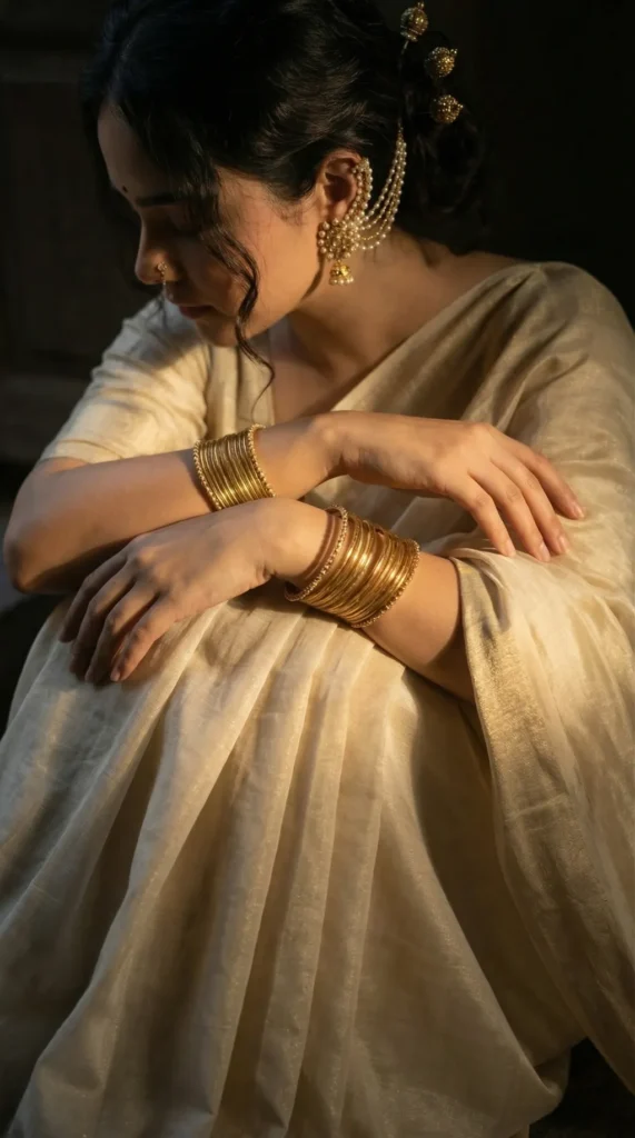 THE GOLDEN PAUSE 2026 Gemini AI image generated Prompts Beautiful Indian outfit