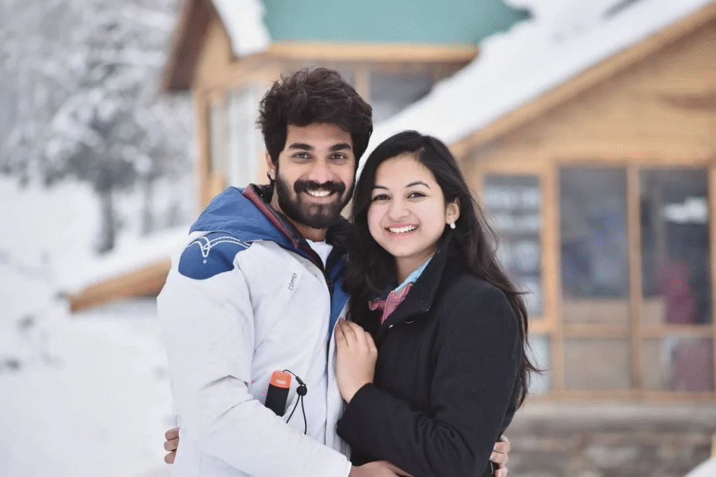 Adarsh Gowda with his wife
