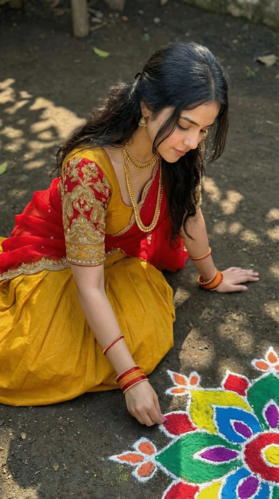 Sankranthi 2026 Gemini AI image generated Prompts Beautiful Indian outfit